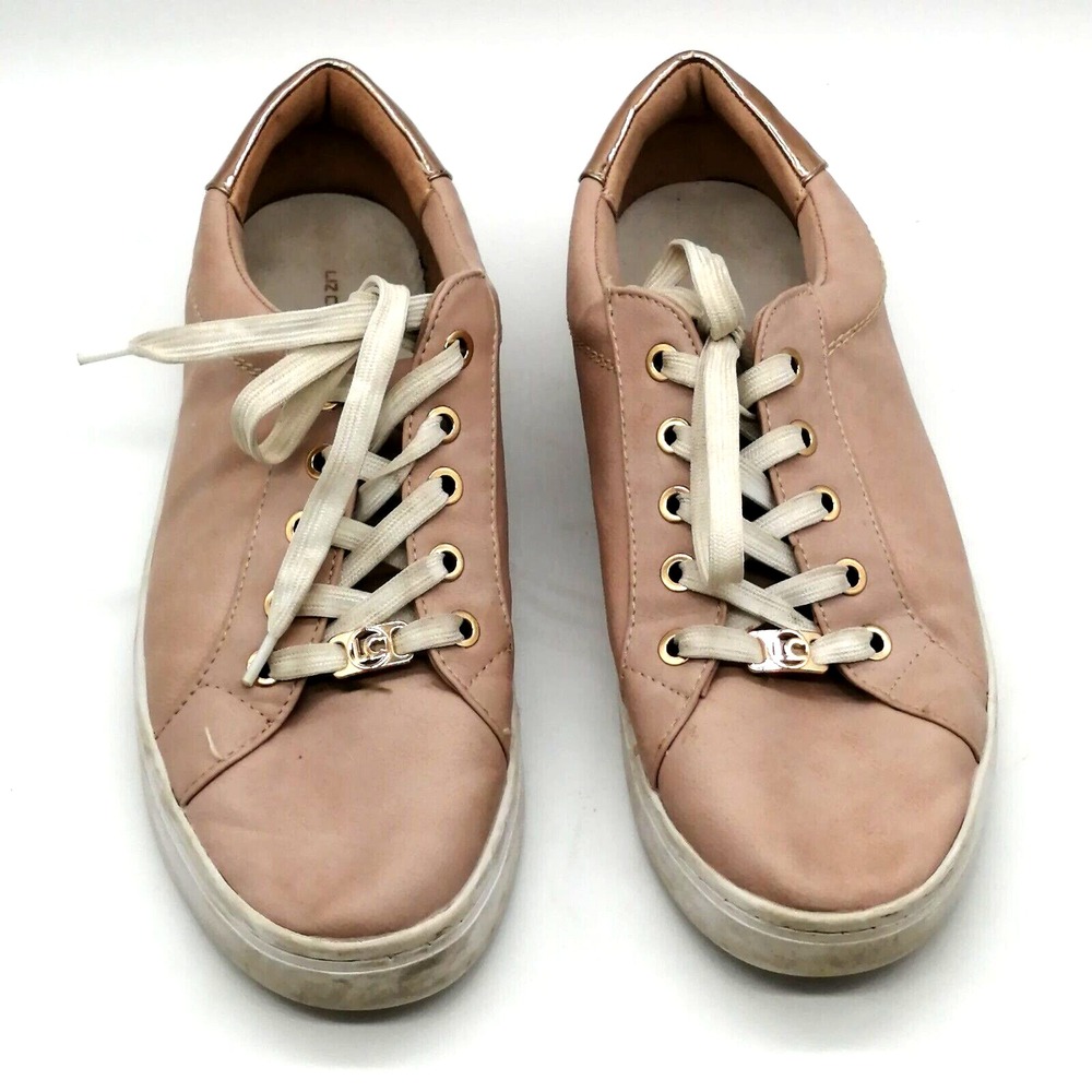 Liz Claiborne Shoes Womens Warwick Pink 9.5 Faux Leather Walking Sneaker Comfort